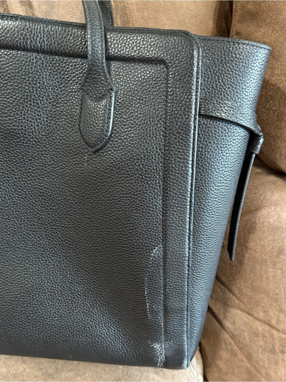 kate spade Black Pebbled Leather Tote with White Interior Trim